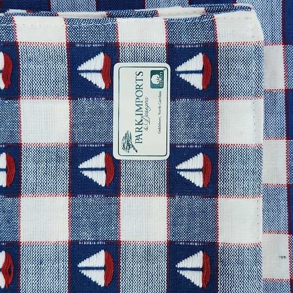 Blue and White Checkered Placemats with Sailboat Design, 5 All New 19 X 13 - Picture 2 of 3